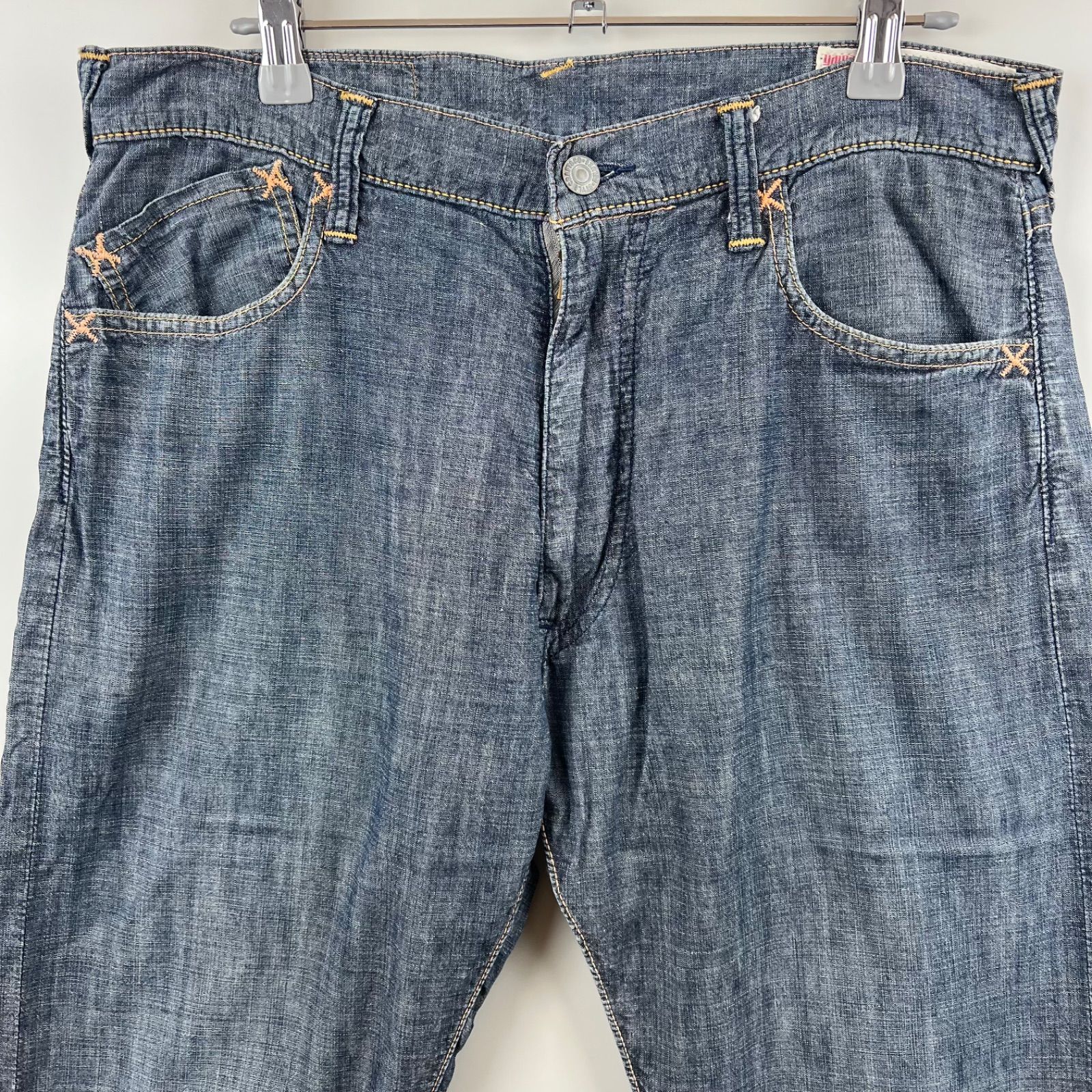 EVISU 2005 yellow stitch cotton shorts half pants 32
