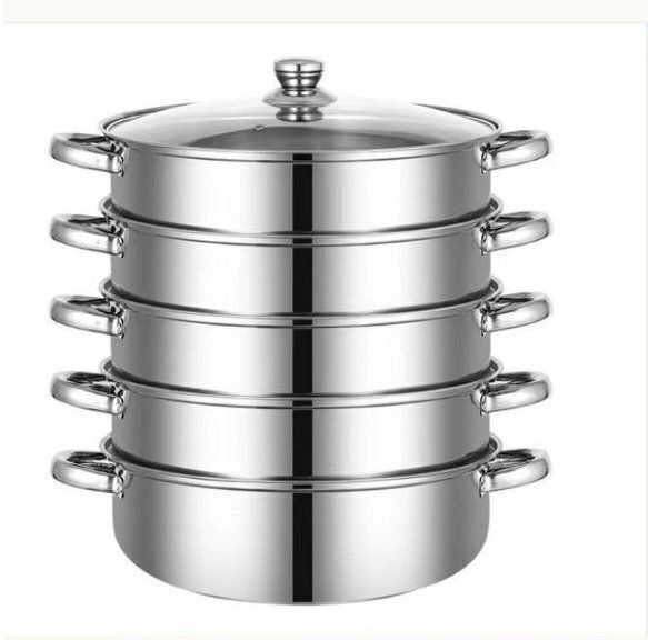 加厚ステンレス鋼の蒸し鍋五段重ねの蒸し器スープポット ホットプレート蒸し器の段ガスコンロ IHクッキングヒーター家庭用の炊飯