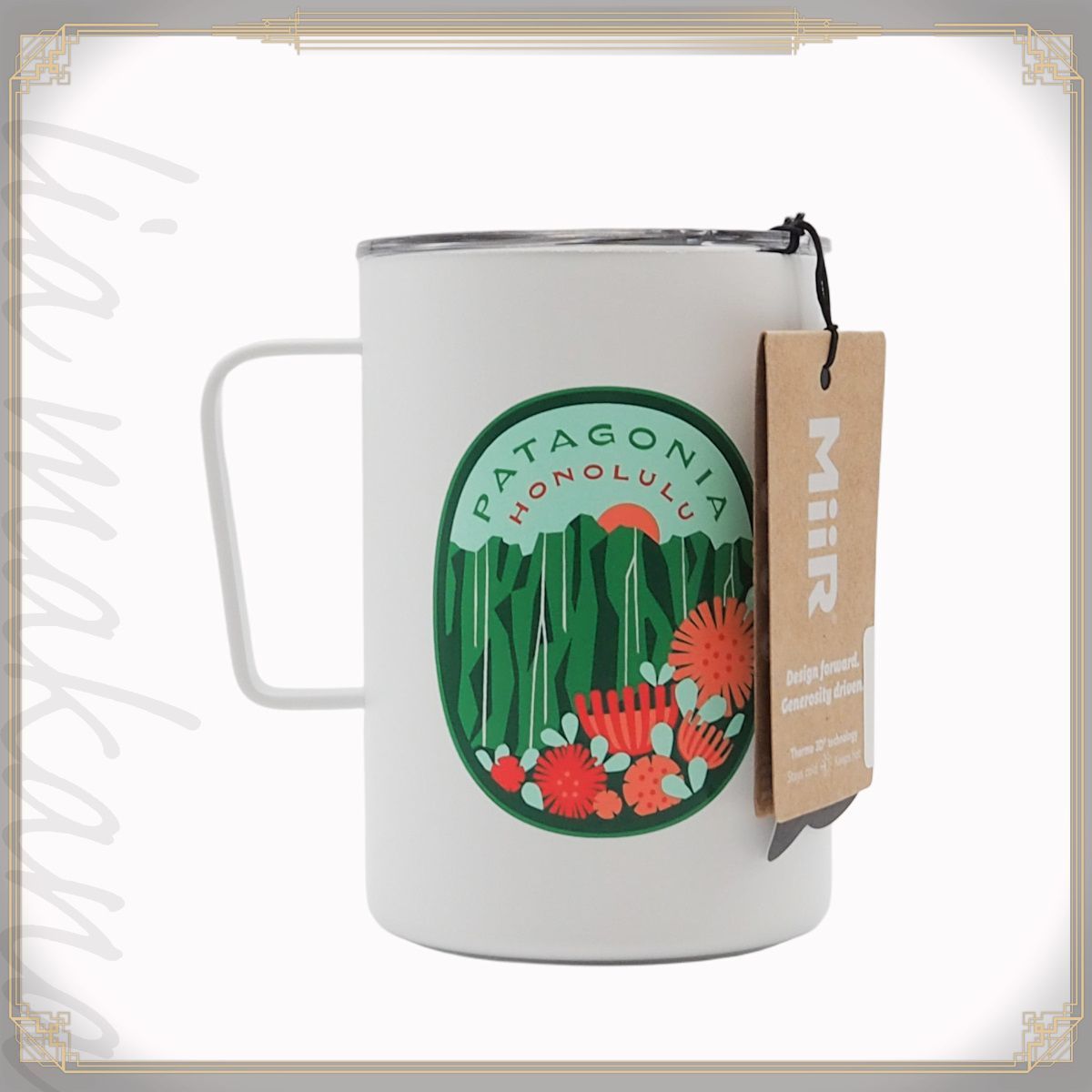 N |♥品 MiiR ミアー patagonia パタゴニア パタロハ ホノルル 16oz Camp Cup キャンプカッブ コーヒーカップ カップ アウトドア 473ml 保温保冷 蓋付き ホワイト ハワイ 品 CCU1SV16001