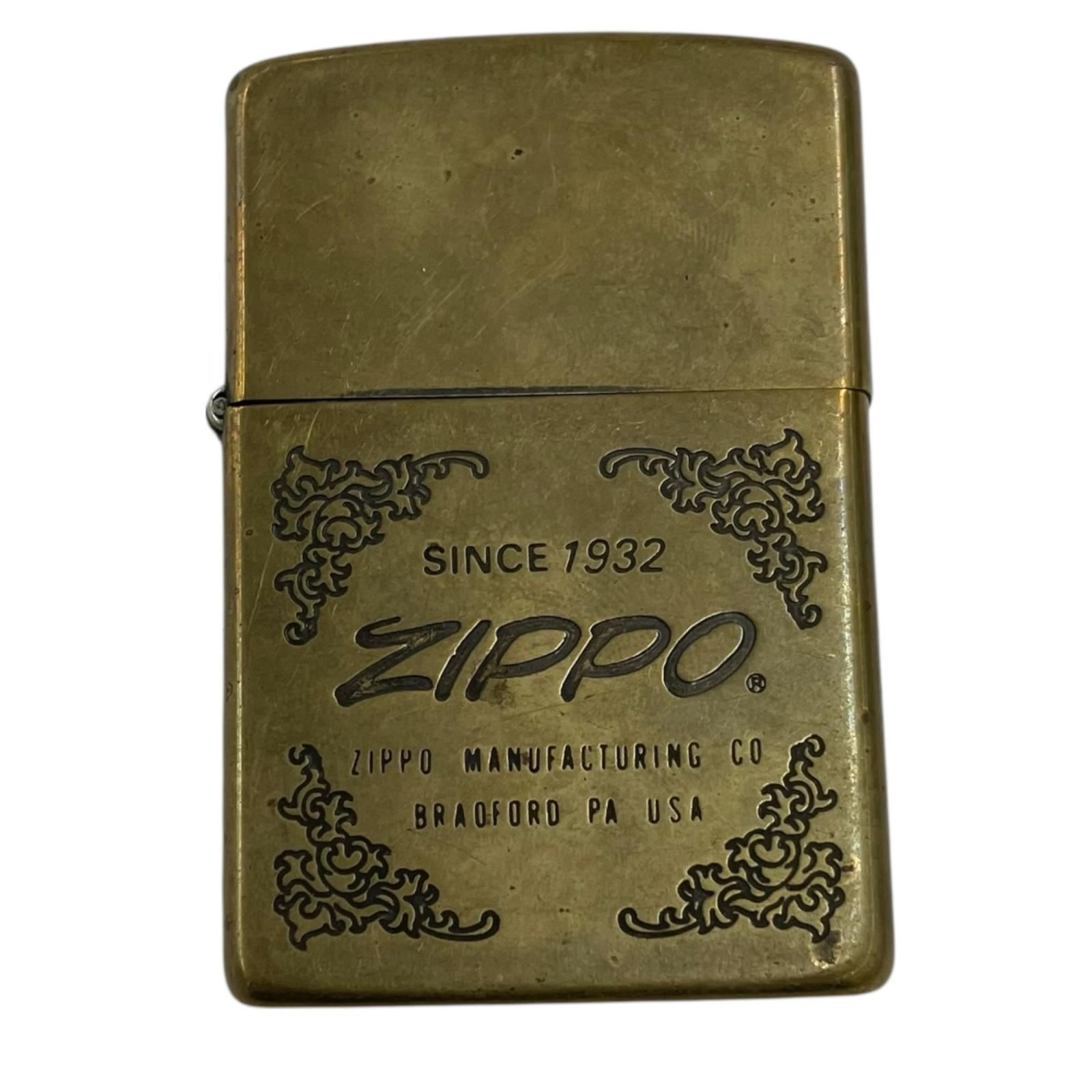 170590 現状品 ZIPPO ジッポ オイルライター 真鍮 ヴィンテージ イタリック体 1987年