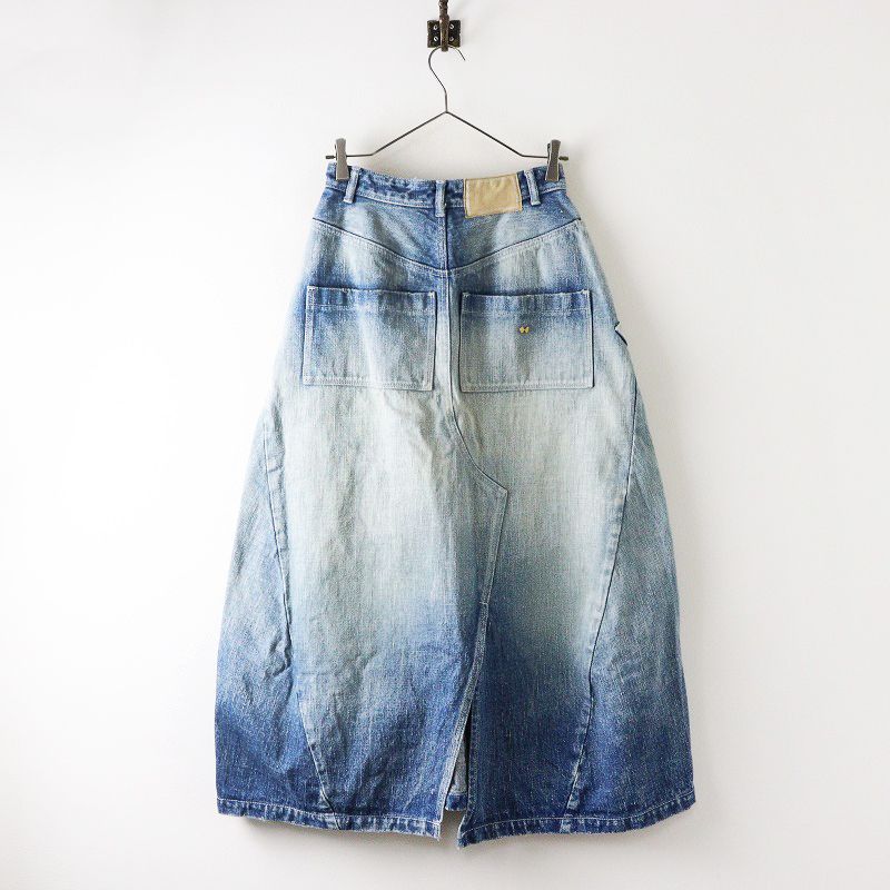 ミナペルホネン mina perhonen dn5089A always デニムスカート 32｜ブルー インディゴ 藍染 フ トラペーズ 2400014604450