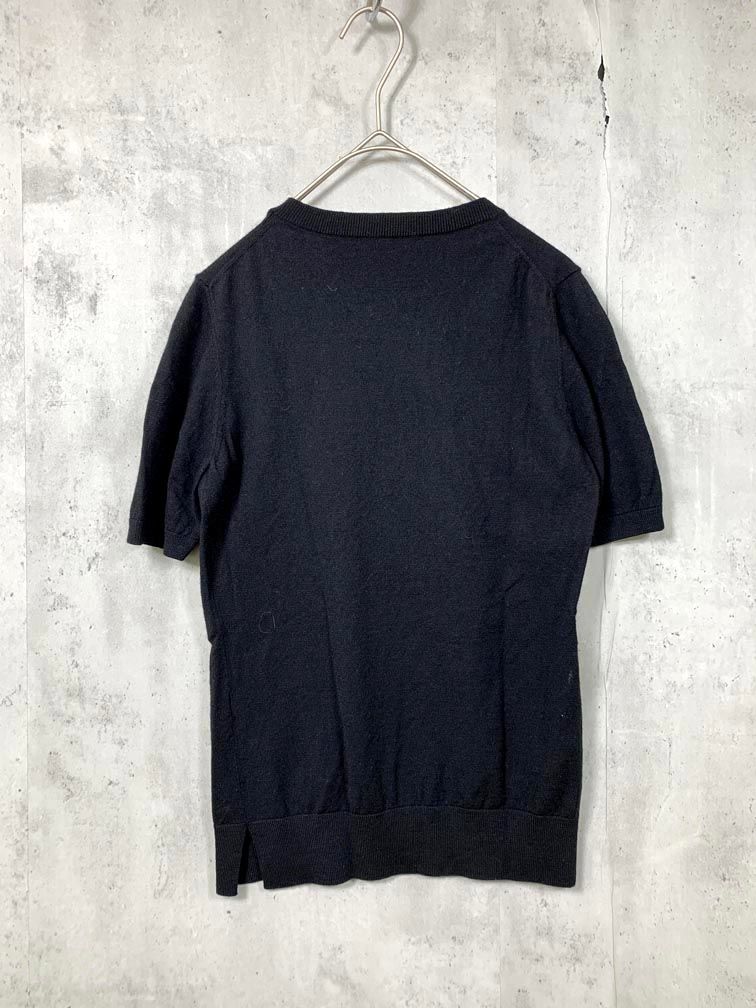 Theory - theory(セオリー) 半袖セーター サイズP/TP レディース美品  - 黒×ライトグレー クルーネック/麻/ボーダー Theory - theory(セオリー) 半袖セーター サイズP/TP レディース