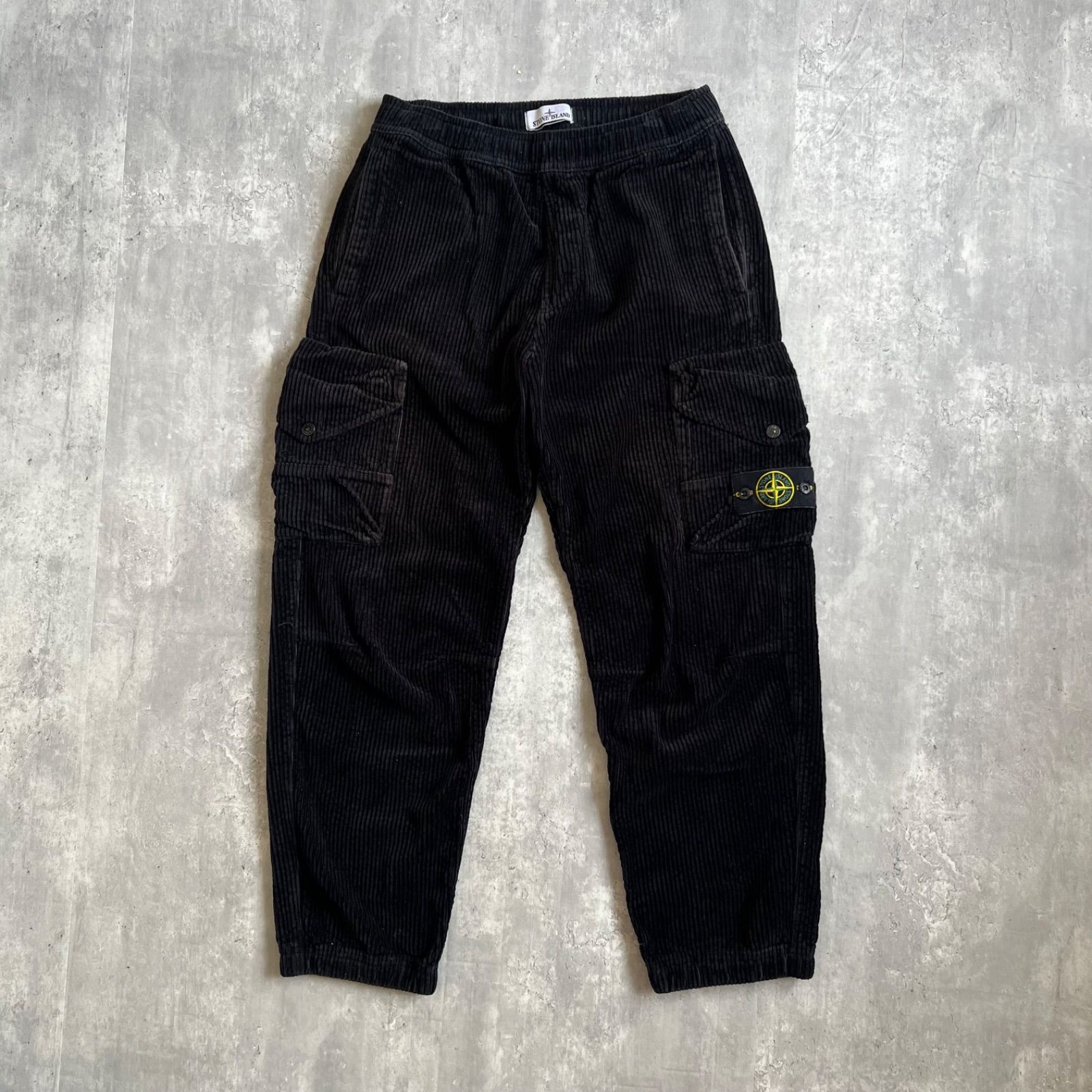STONE ISLANDトラウザーズコーデュロイカーゴパンツブラック31