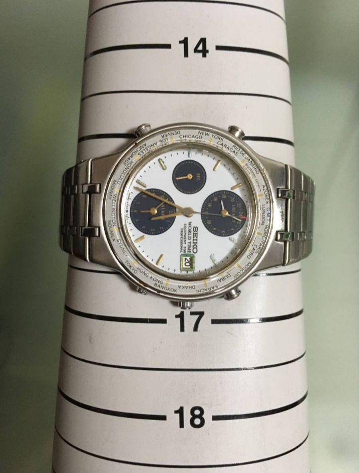 セイコー 腕時計 5T52-6B20 World Timer デイト 白文字盤 クォーツ ...