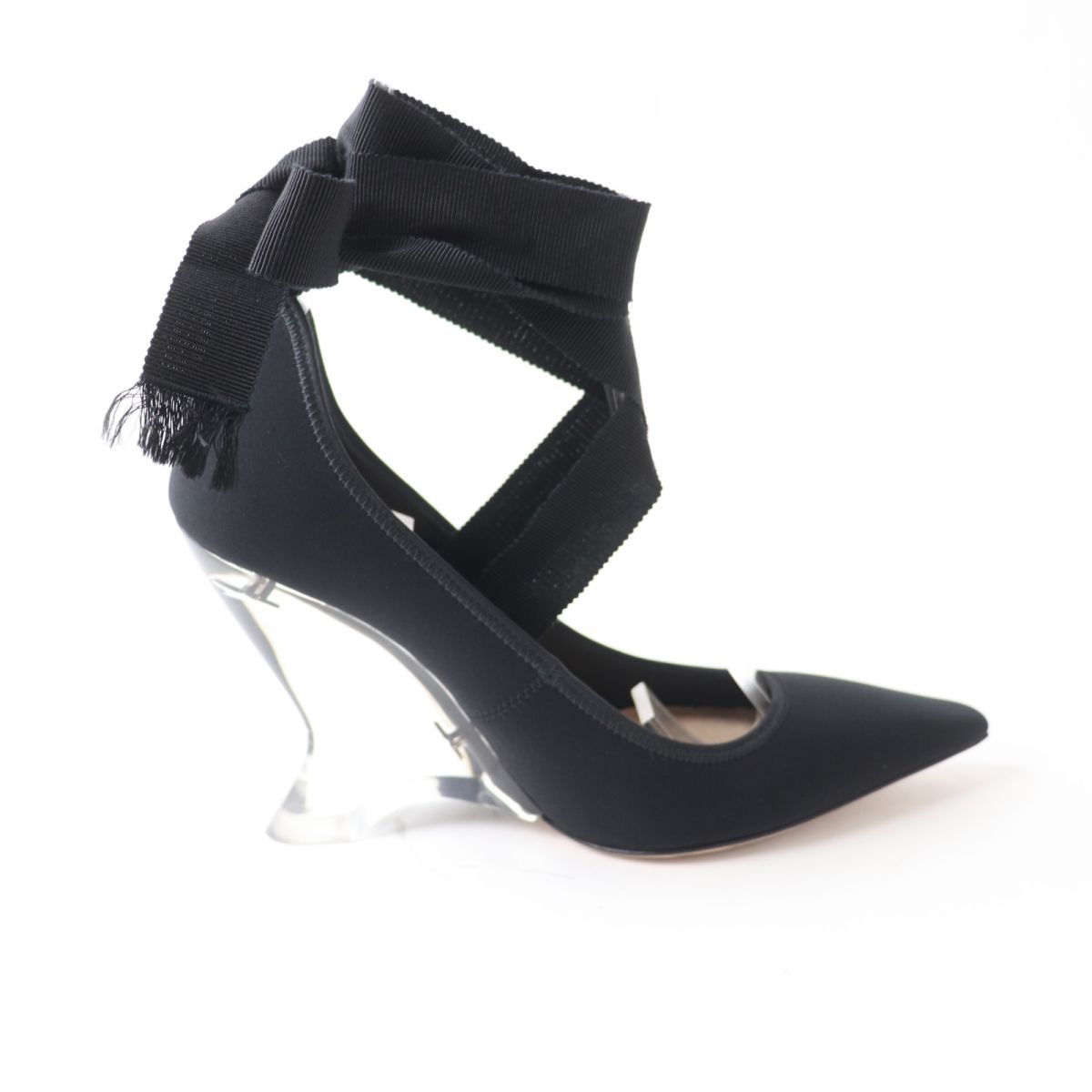 美品☆Christian Dior クリスチャンディオール アンクルリボン クリア  