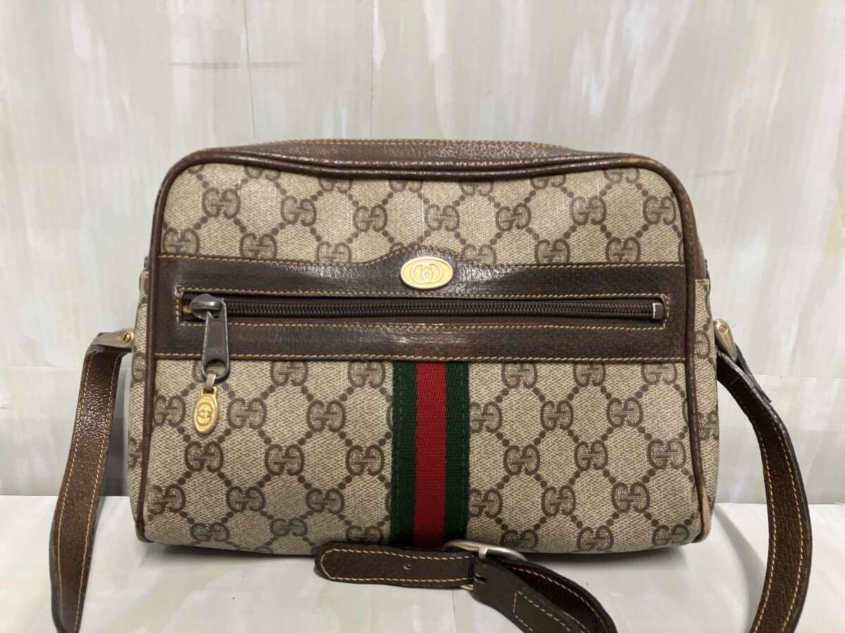 GUCCI グッチ オールドグッチ シェリーライン ブラウン ショルダーバッグ