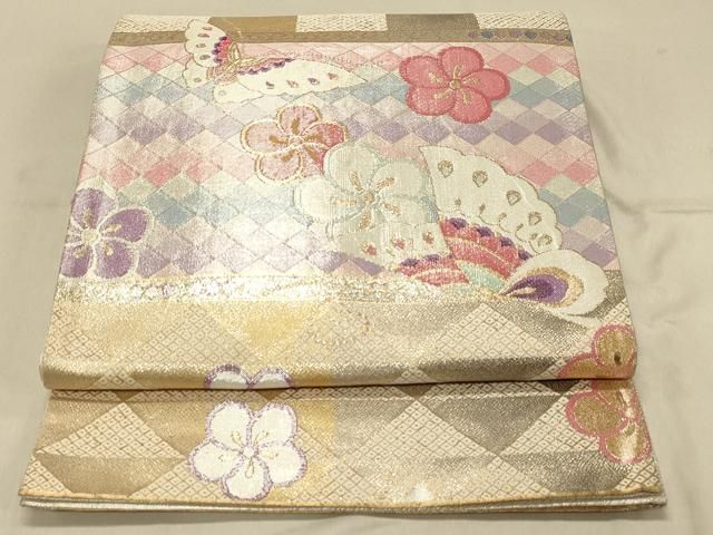 平和屋着物◎六通柄袋帯 花蝶文 金銀糸 正絹 逸品 DAAX0822jm - メルカリ
