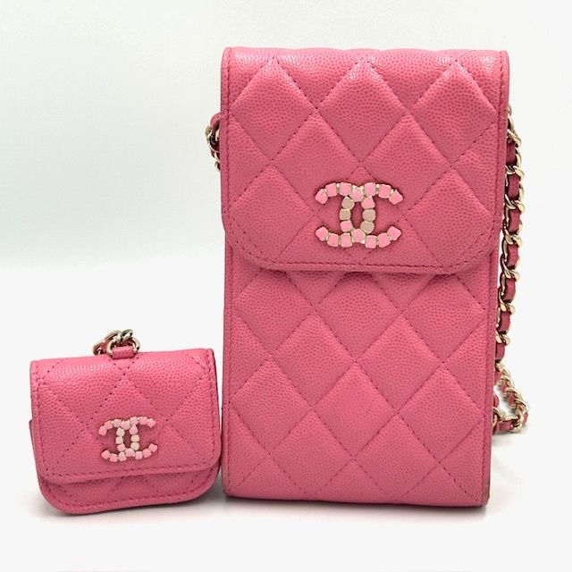 25AW スマホ入る♪ CHANEL フォンショルダー キャビア バック シャネル CHANEL スマートフォン ホルダー スマホ