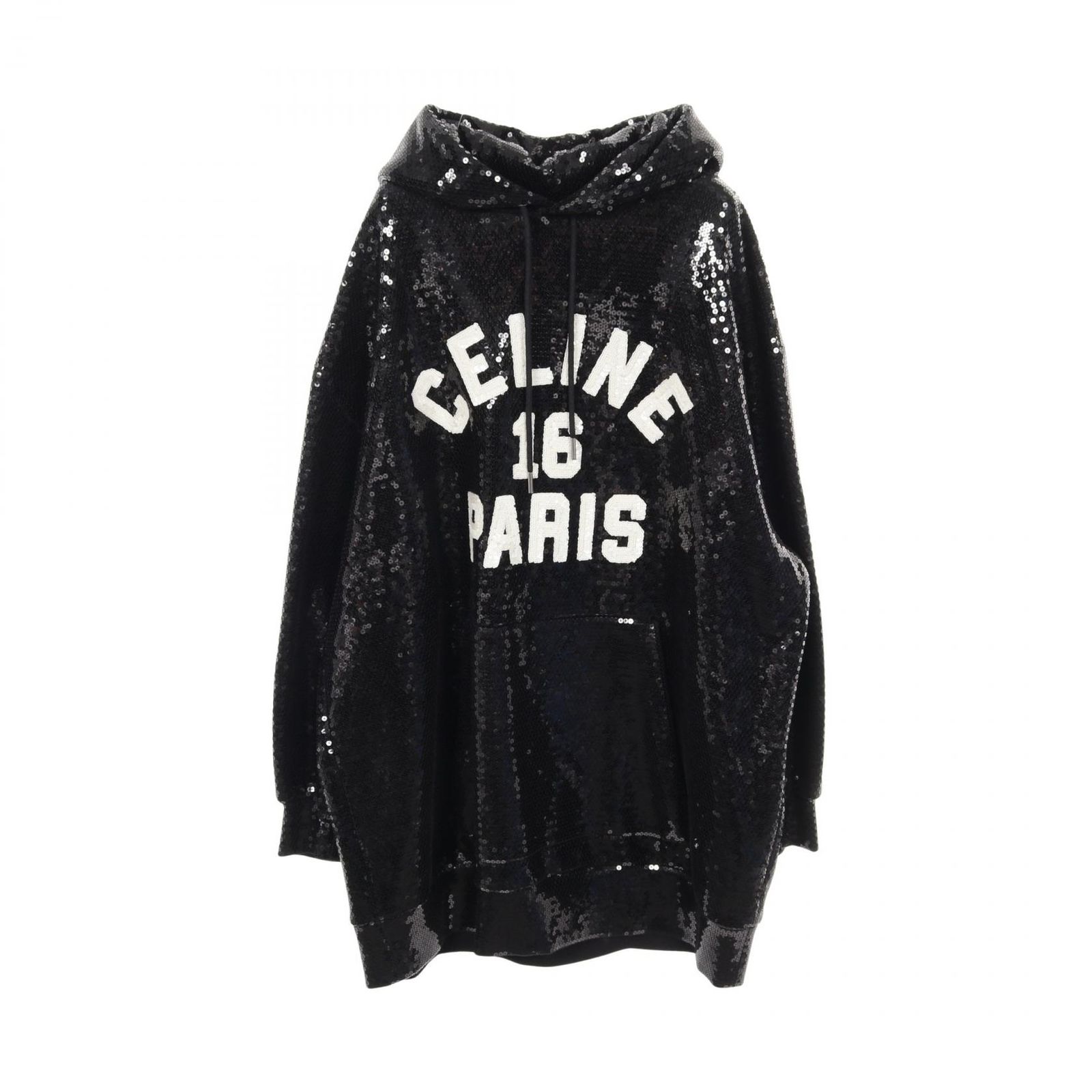 セリーヌ CELINE パーカー スパンコール ロゴ フーディ コットン