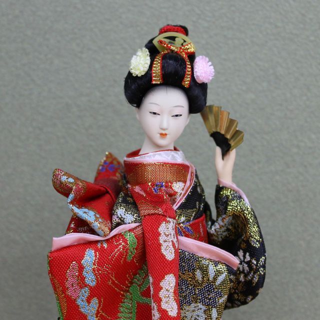 昭和レトロ 日本人形 赤振袖 金の扇子 踊り姿 尾山人形 即購入⭕️