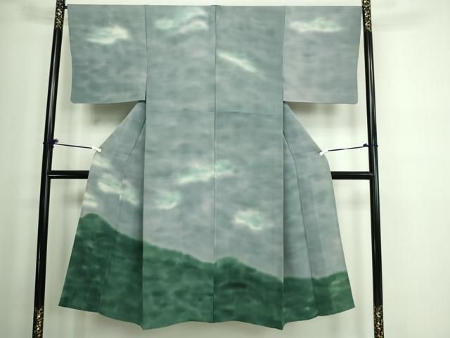 平和屋着物▽虹色創家 本郷大田子 男性 訪問着 単衣 霞文 暈し染め 正絹 DAAW9350sf
