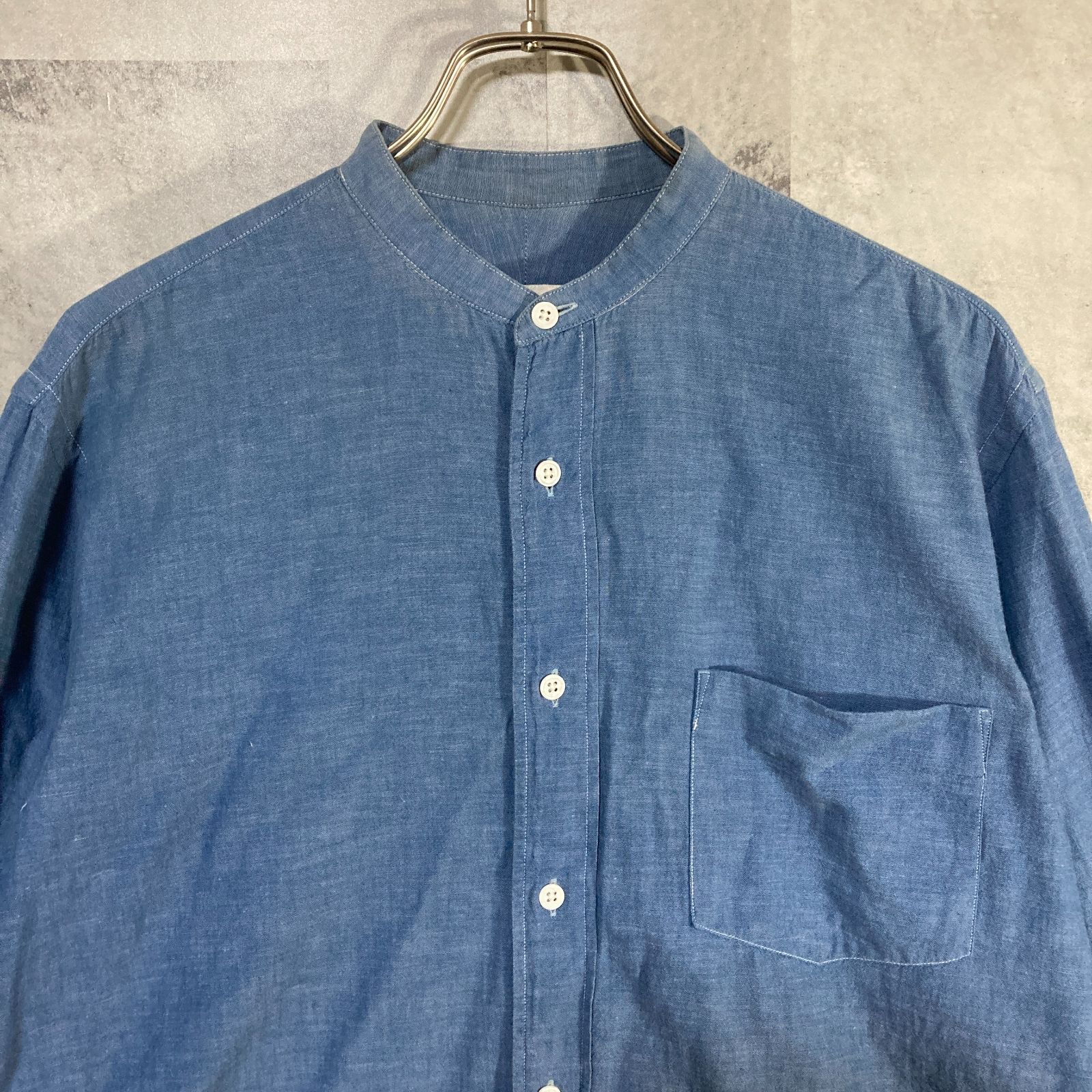 COMOLI コモリ バンドカラーシャツ サックスブルー 3 L コモリシャツ