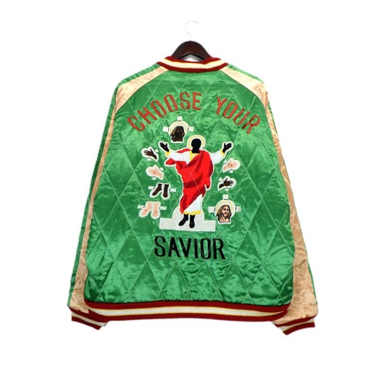 セントマイケル SAINT MICHAEL × デニム ティアーズ Denim Tears 22SS SOUVENIR JKT SM S22 0000 059 ロゴ 刺繍 リバーシブル スカジャン ブルゾン ジャケット 43860