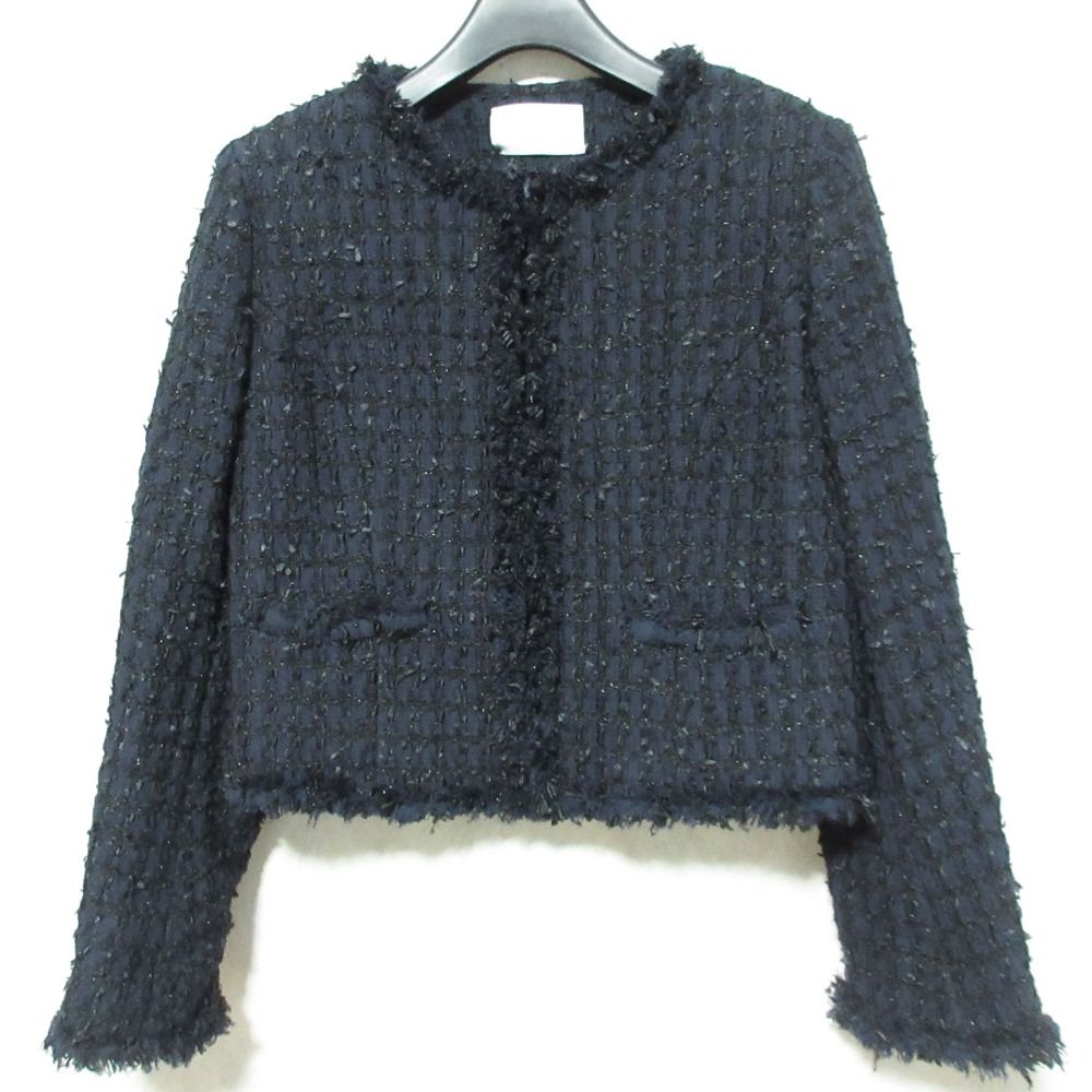 美品 CELFORD セルフォード ミックスツイード ノーカラー