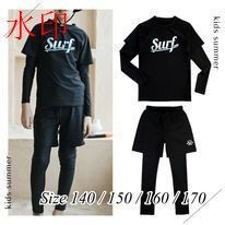 【大人気】 キッズ ジュニア 大きいサイズ ラッシュガード 水着 男の子 140 150 160 170 海 プール 海水浴 旅行 家族旅行 リンクコーデ 長袖 レギンス サーフパンツ シンプル 学校 日焼け対策 フ