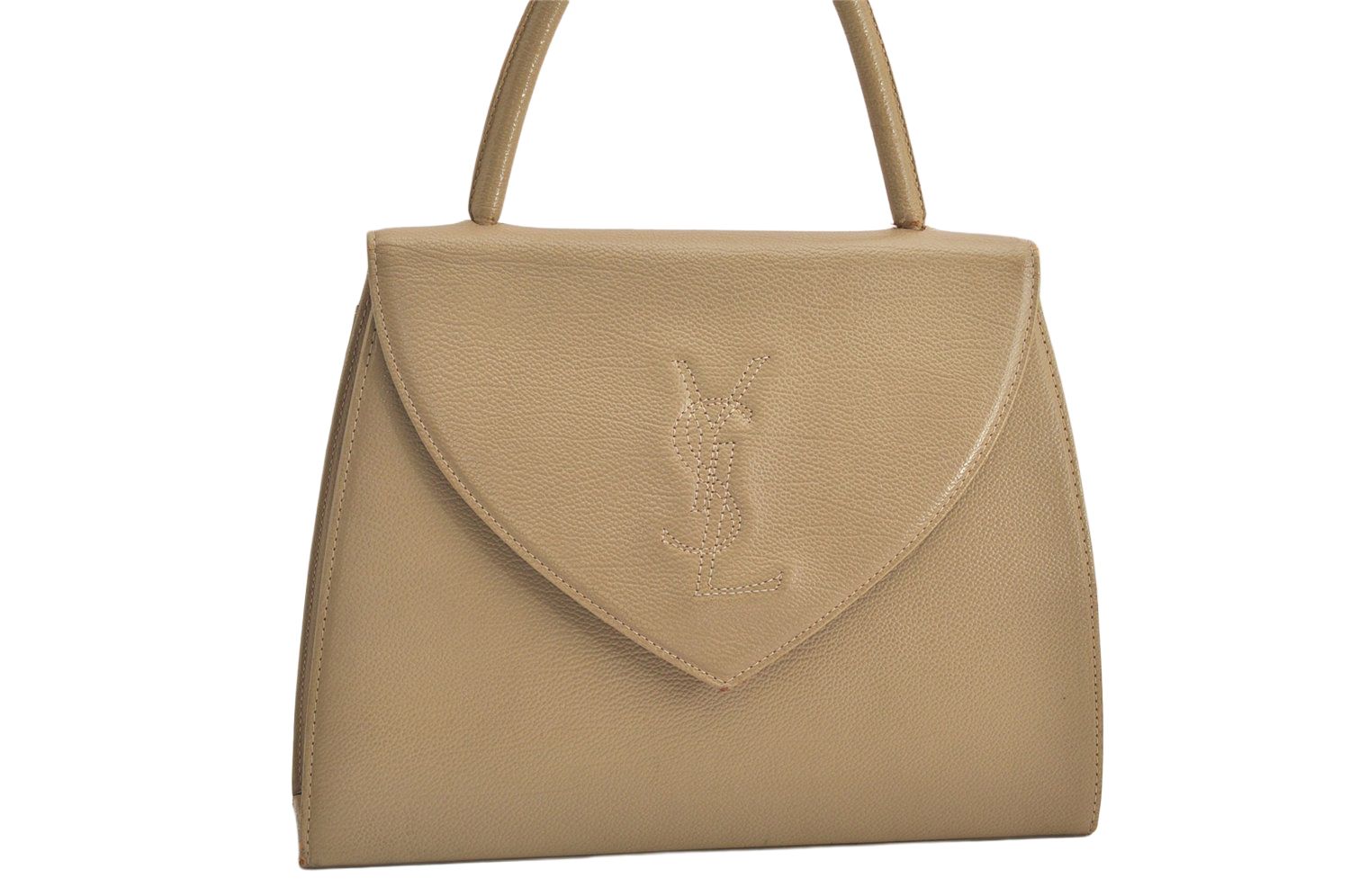 YVES SAINT LAURENT イヴサンローラン ヴィンテージ ハンドバッグ 財布 レザー ベージュ ジャンク 7192M