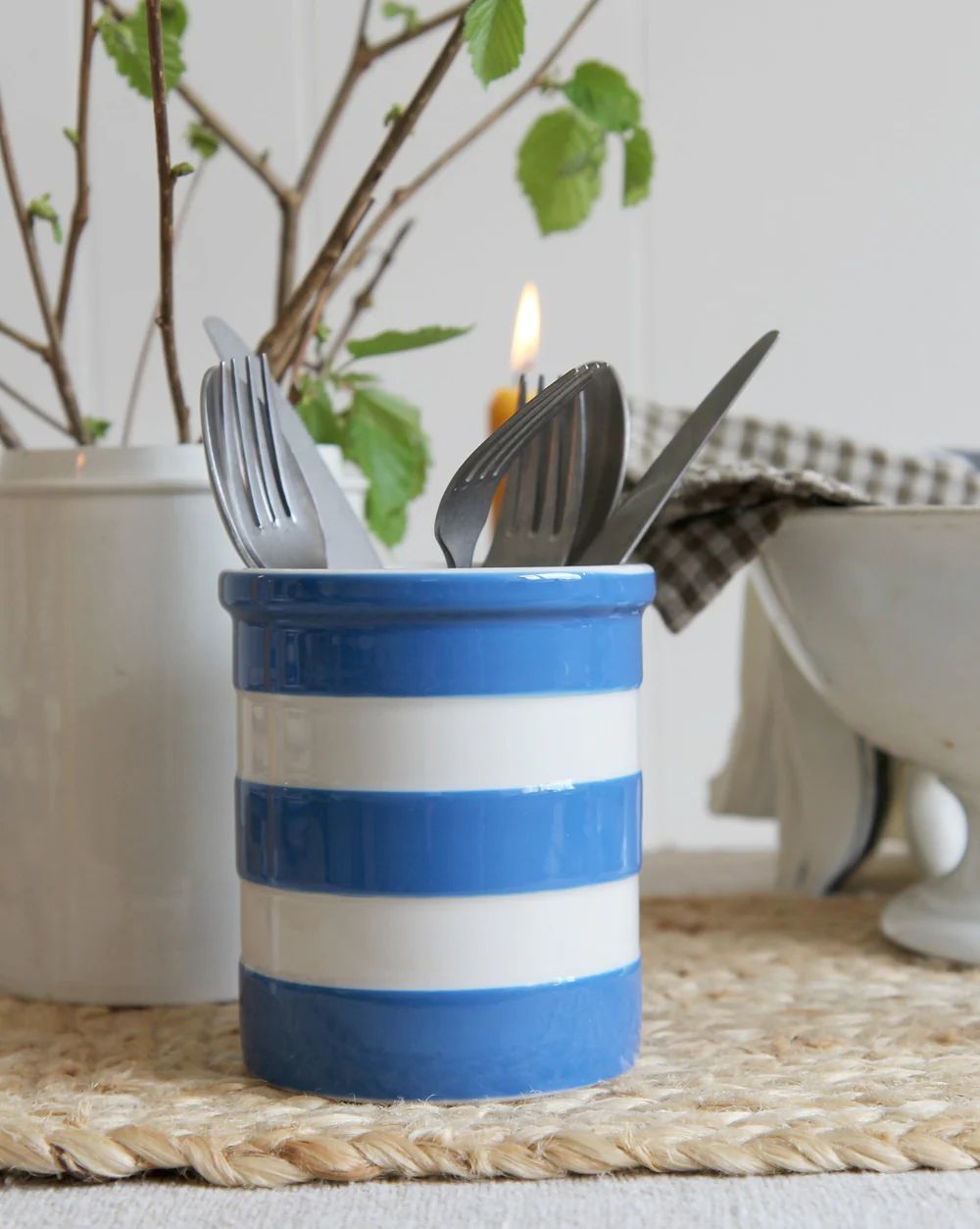 UK直輸入 コーニッシュウェア カトラリードレイナー ブルー