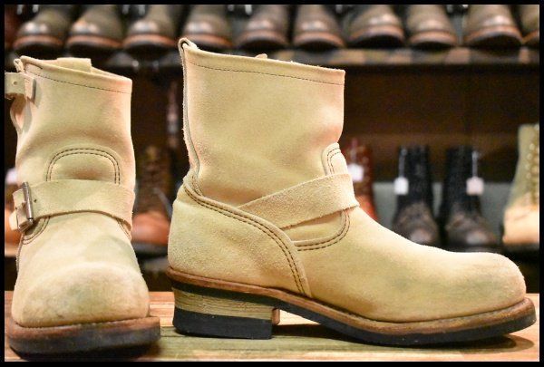 7D 09年 レッドウィング 2965 ショート スエードエンジニア ホーソーンアビレーンラフアウト プルオン ブーツ redwing HOPESMORE FJ068