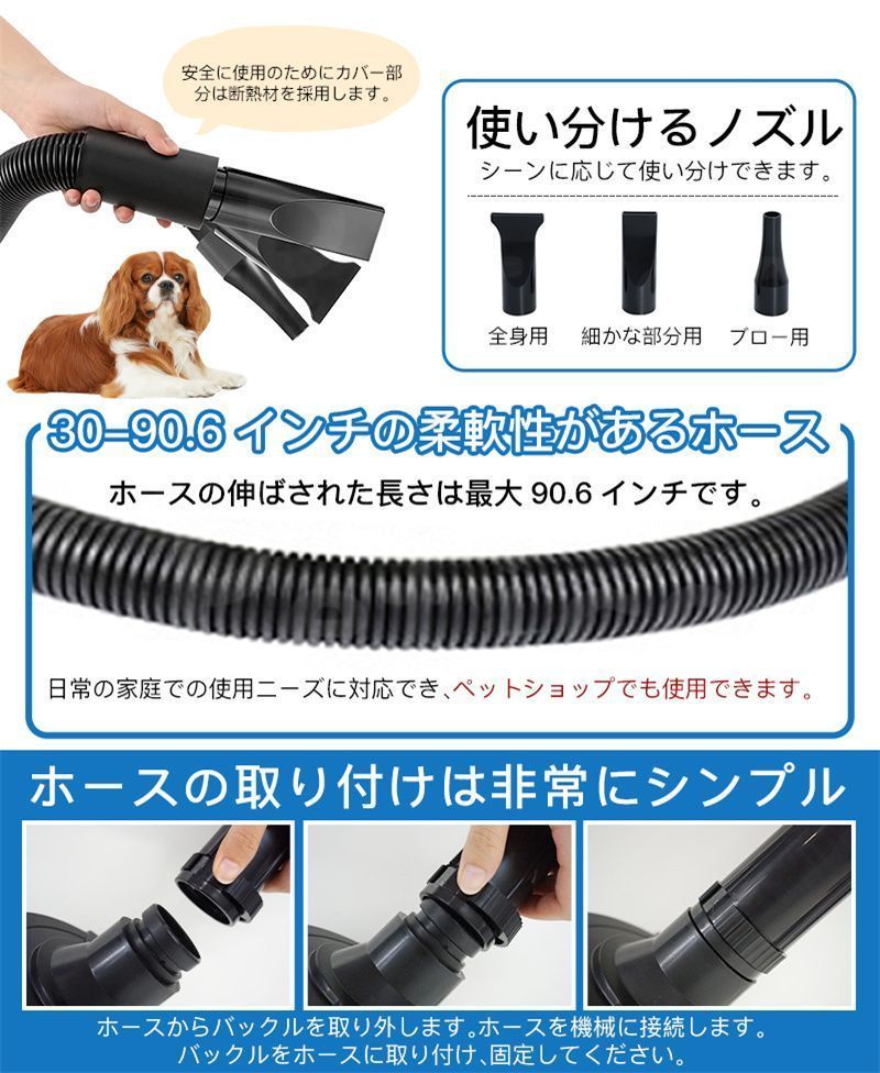  Petmoon ペットドライヤー 1年保証 業務用 犬 ペットヘアードライヤー ペット用ドライヤー 強いブロー力 急速乾燥 3つノズル付き 騒音低減 ペット用ドライヤー お手入れ トリミング用品