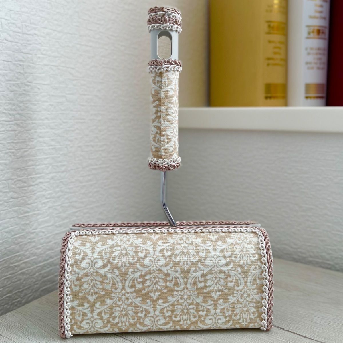 新品未使用☆エレガントなグレー＆ピンクダマスクスローズ柄ダブル