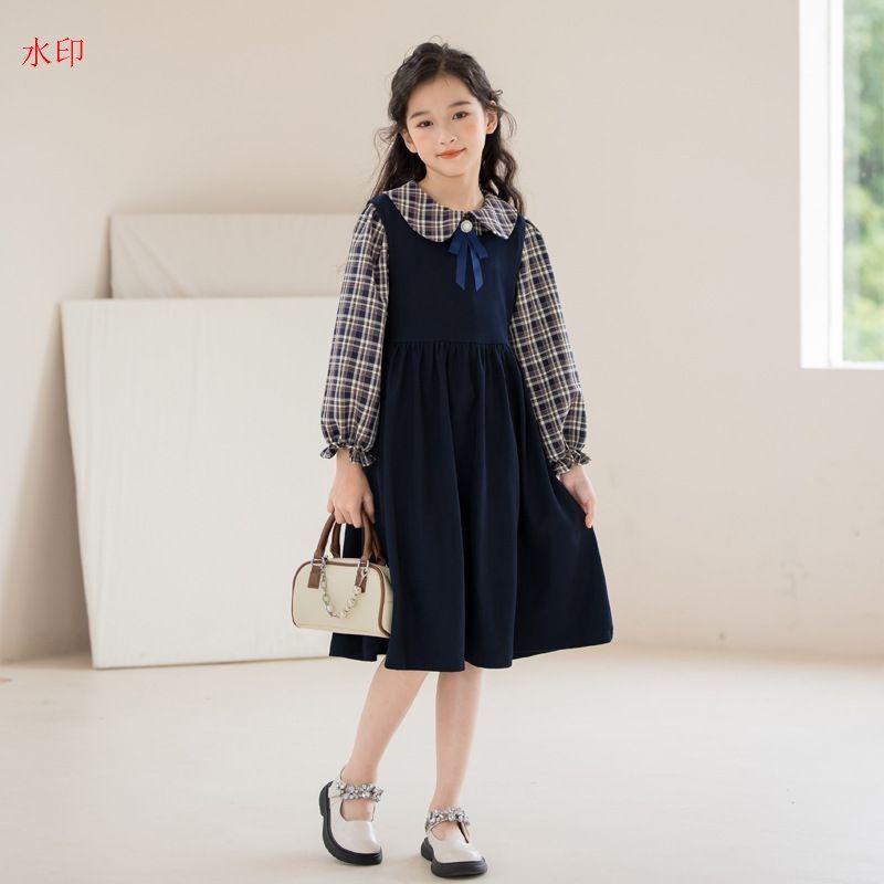 ワンピース フォーマル 女の子 子供服 サロペット セットアップ 長袖 重ね着風 リボン キッズ ガールズ チュニック 女児 120-160 発表会 結婚式 入園式 入学式 卒業式 可愛い 春秋冬