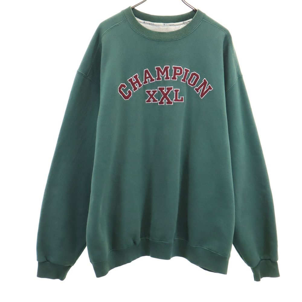 チャンピオン プレミアム 長袖 トレーナー XL グリーン系 Champion 裏起毛 スウェット メンズ 古着 【240223】