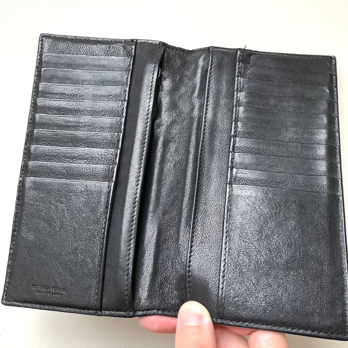 ボッテガヴェネタ BOTTEGA VENETA 長財布 メンズ レディース 黒 名入れ