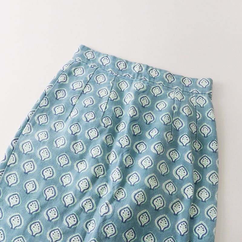 ロンハーマン Ron Herman 別注 エスゼットブロックプリント SZ Blockprints コットンキャンバスロングスカート XS 青┃