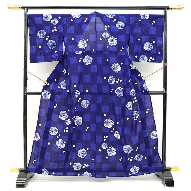 eふれんず◆有松鳴海絞り　夏物　浴衣　枝花文　綿◆am1136 eふれんず◇有松鳴海絞り 夏物 浴衣 枝花文 綿◇am1136 レディース
