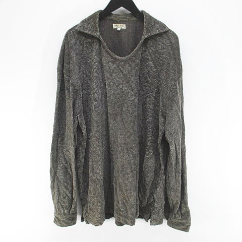ジョルジオアルマーニ GIORGIO ARMANI 長袖 カットソー ベロア ベルベット XL 茶系 ブラウン イタリア製 毛 ウール 総柄