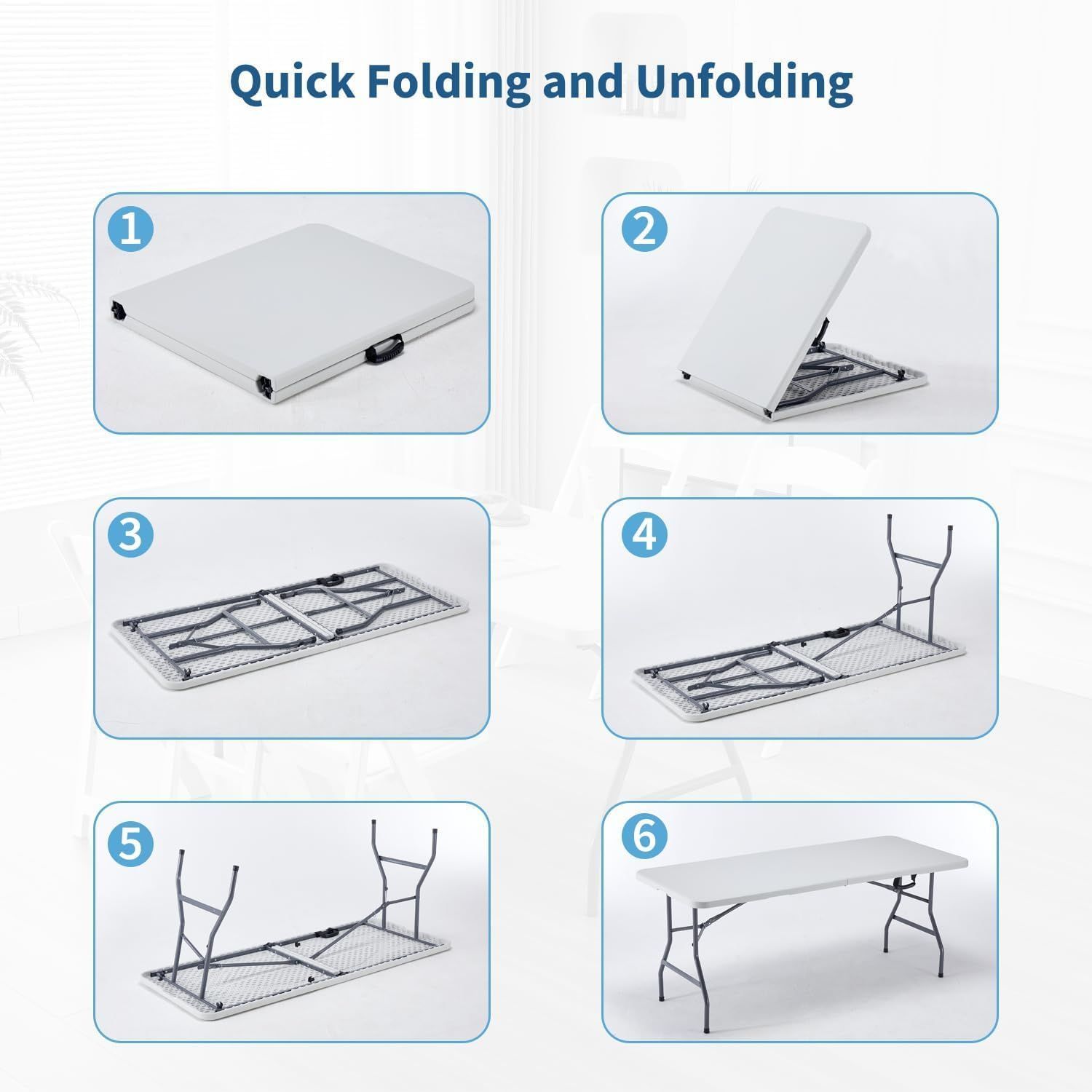 在庫 KAIHAOWIN 折りたたみテーブル 折りたたみテーブル 高い アウトドア テーブル 180cm テーブル折り畳み ダイニングテーブル 折りたたみ 軽量 ポータブル ピクニック キャンプ 屋内 屋外 ホワイト MARWIL-DEMENAGEMENTS_CH