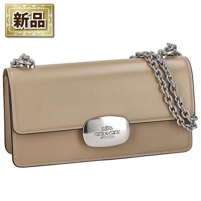 コーチ COACH ショルダーバッグ ハンドバッグ エライザ フラップ クロスボディ CP008 SV TP 2025 SS トープ カーフレザー シルバーチェーン