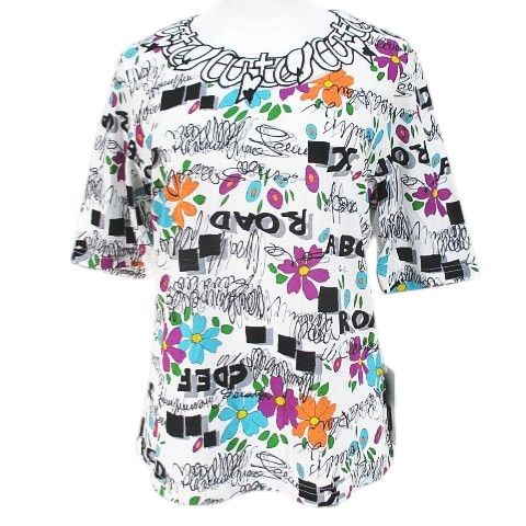 未使用 シャミー Chamois チュール 切替 カットソー 長袖 44 グレー 黒 ブラック 刺繍 トップス 長袖 080519 CHAMOIS（レディースファッション）の通販