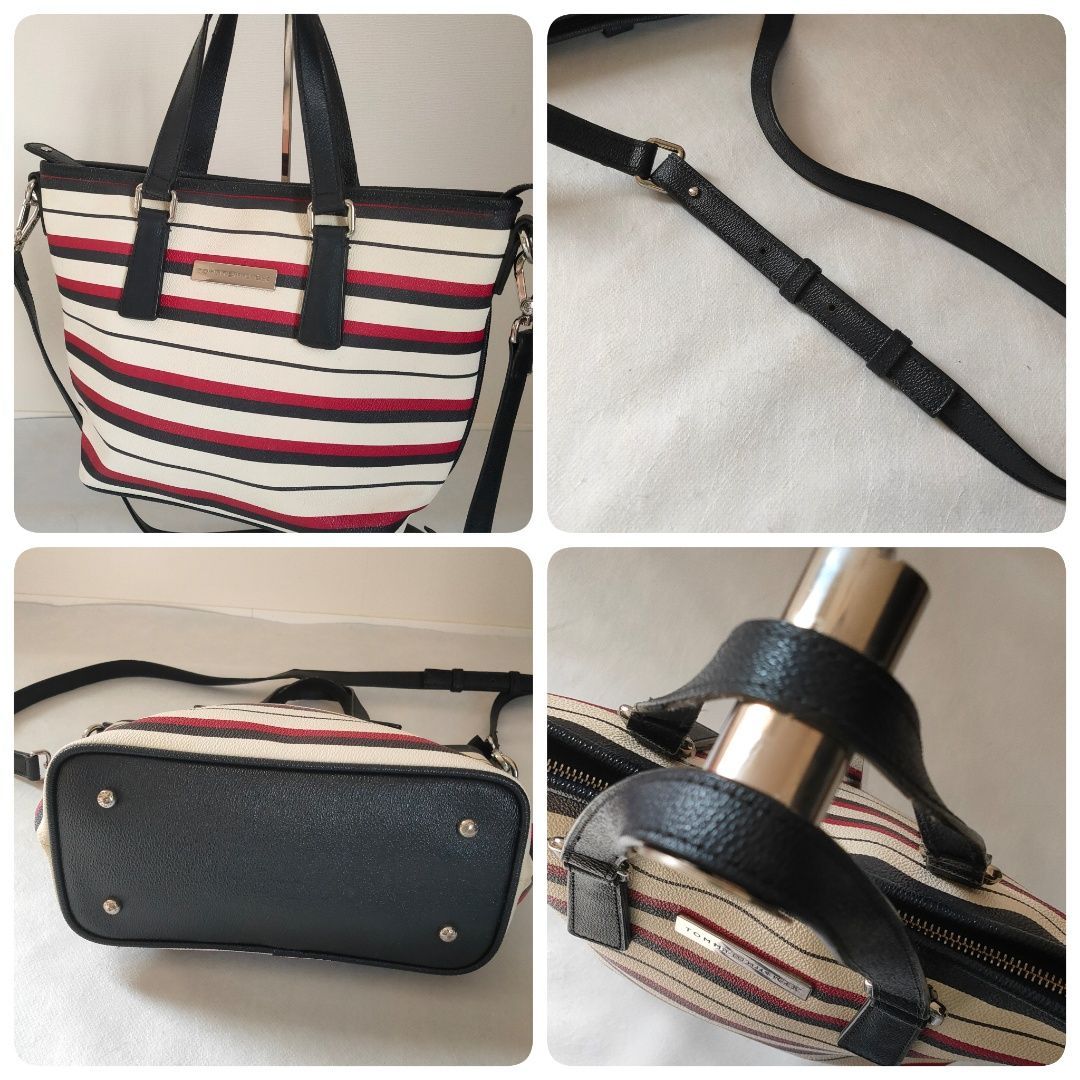 極美品】トミーヒルフィガー 2WAYトート ショルダー ボーダー柄