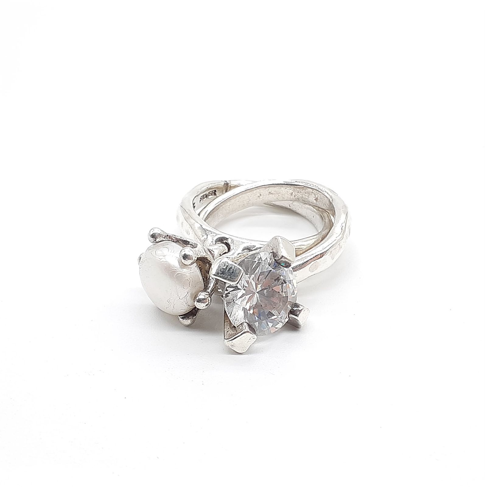 e.m. ジルコニア パール 二重リング イーエム ジルコニア パール リング