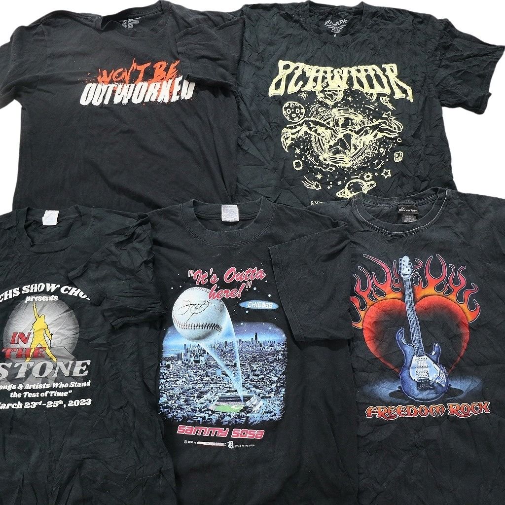 古着卸 まとめ売り 黒・半袖Tシャツ 20枚セット (メンズ M ⁄L ◎