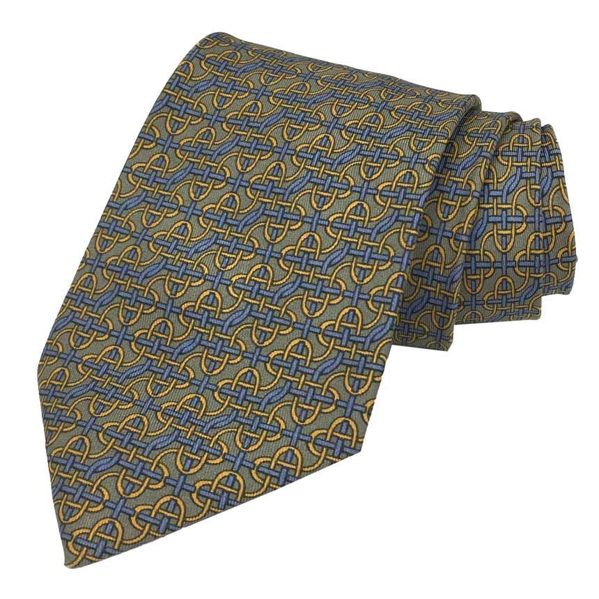 セール　全国送料無料　エルメス　HERMES　ネクタイ　Hロゴ　シルク100％　カーキ　メンズ　男性　服飾小物エルメス　メンズ　小物　aq8296