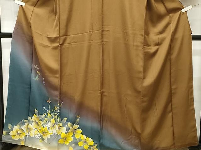平和屋着物□訪問着 舞蝶枝花文 暈し染め 金彩 正絹 逸品