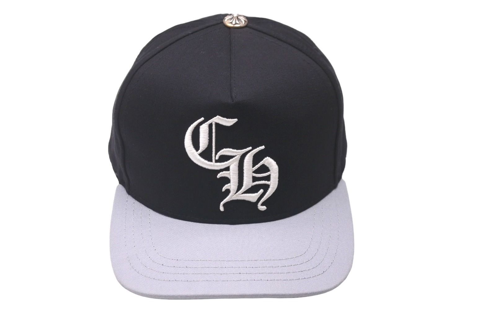 極美品 CHROME HEARTS クロムハーツ ベースボールキャップ 5パネル CHキャップ ブラック グレー シルバー925 フリー 中古 60865