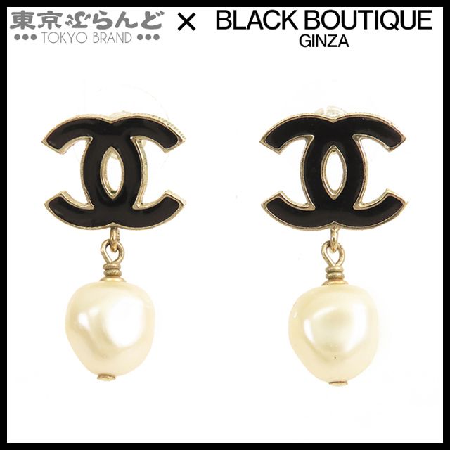 シャネル CHANEL ピアス ゴールドxブラック メタル フェイクパール ココマーク GP B13B レディース 101819011