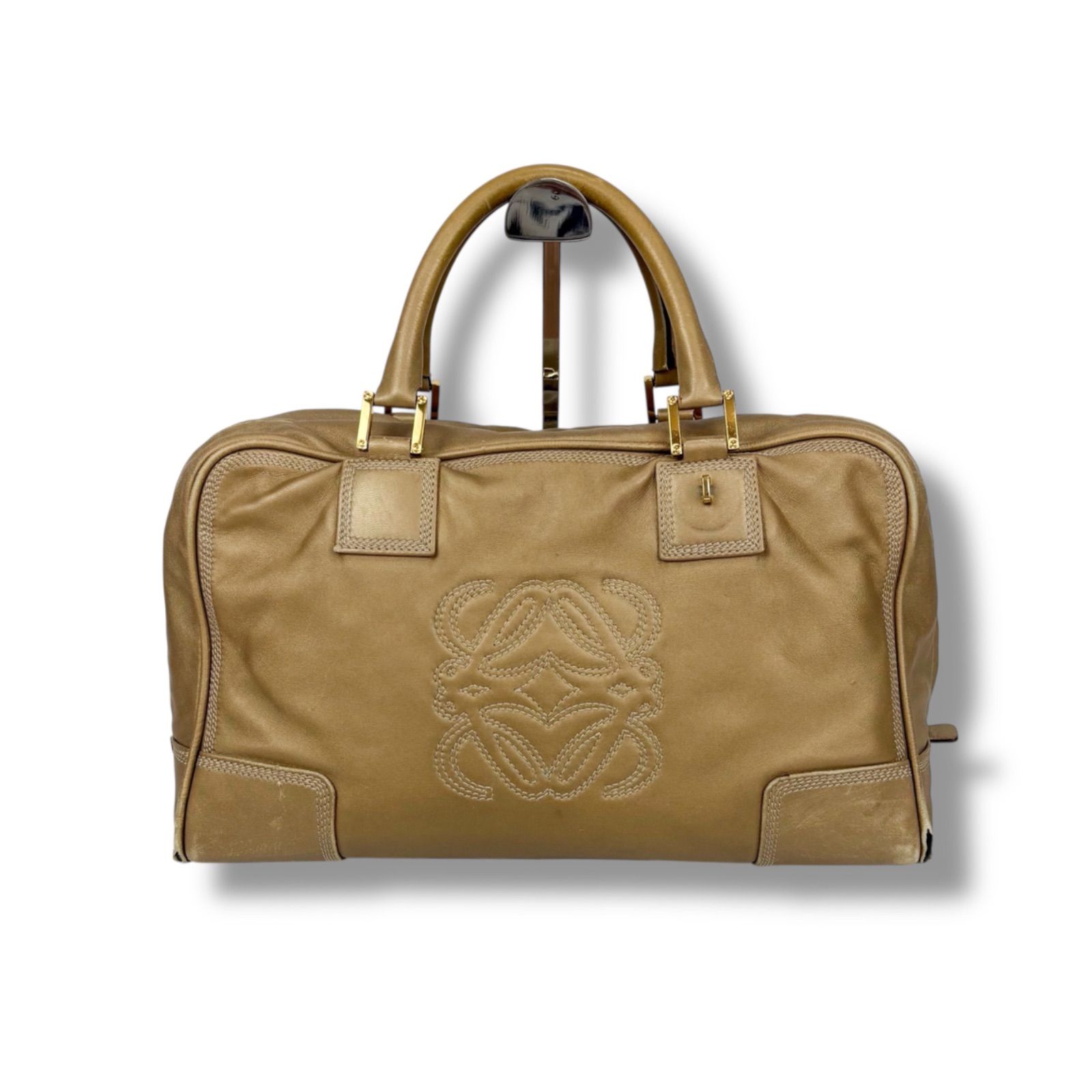 美品✨　LOEWE ナッパレザー　ミニボストンバッグ　アナグラム　ゴールド金具 美品✨ LOEWE ナッパレザー ミニボストンバッグ アナグラム