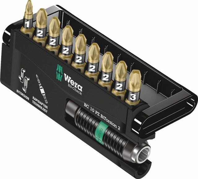 Wera1|4 ビットチェック バイトーションビットセットBit-Check 10 PZ BiTorsion2 347153