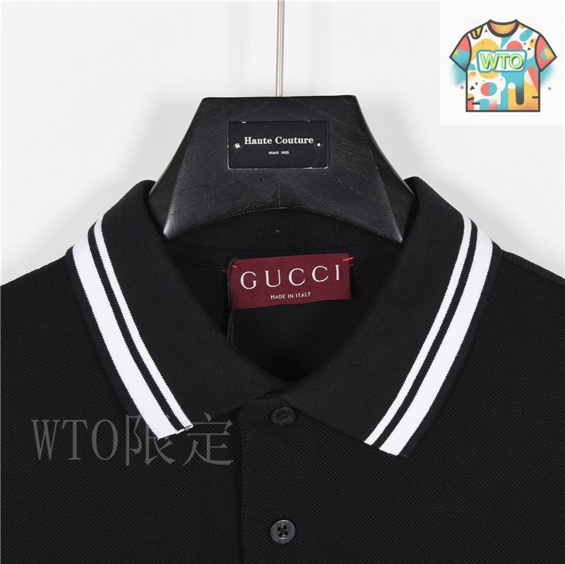 グッチ　ポロシャツ 今日WTO】Gucci ポロシャツ 胸ポケット刺繍アルファベット 半袖