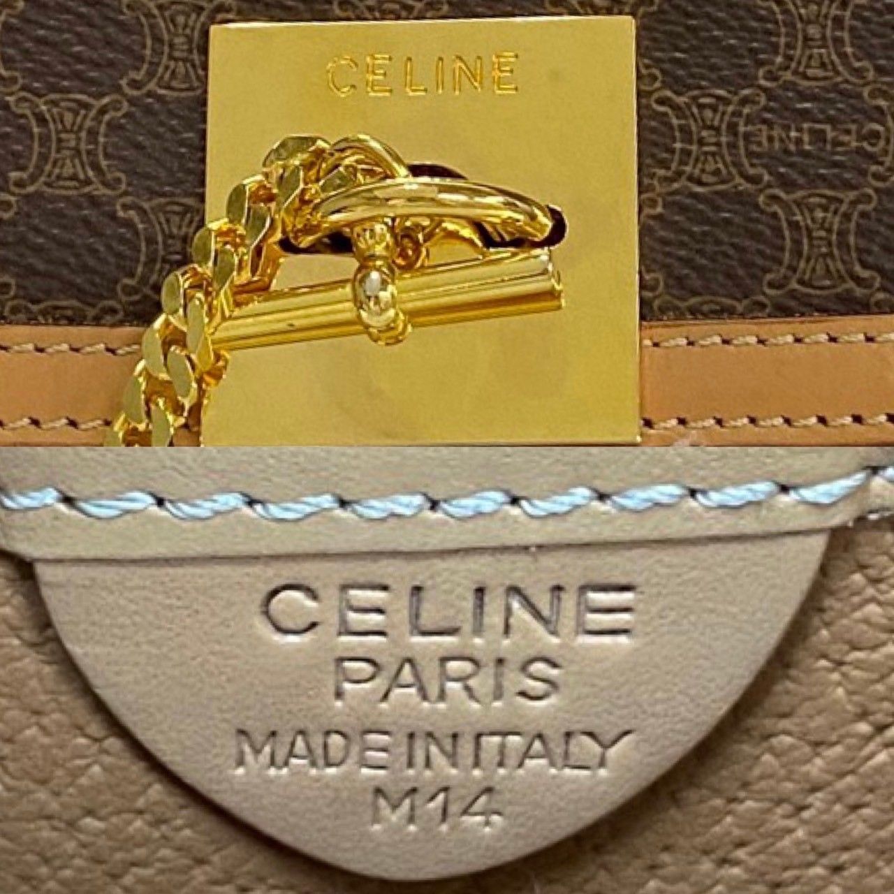 未使用保管品 CELINE セリーヌ マカダム ブラゾン トリオンフ ロゴ 