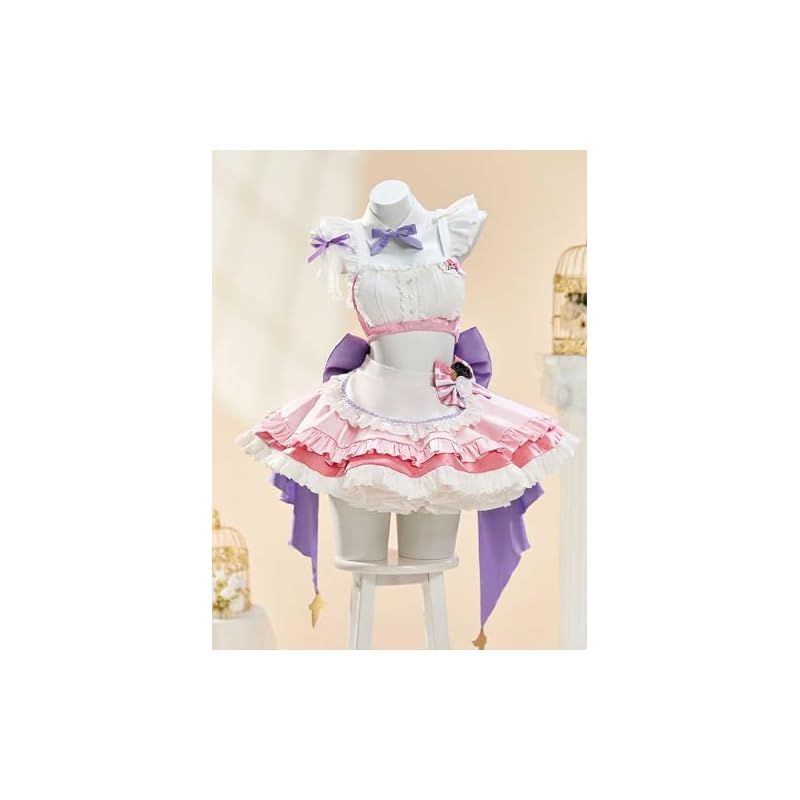 在庫 Miccostumes レディース 大人 女神風 アニメ ゲーム メイド タンクトップ スカート 衣装 セット かわいい 萌え コスプレ コスチューム コス 仮装 変身 変装 撮影 お化け ピンク L BRIGHTFACE_UK