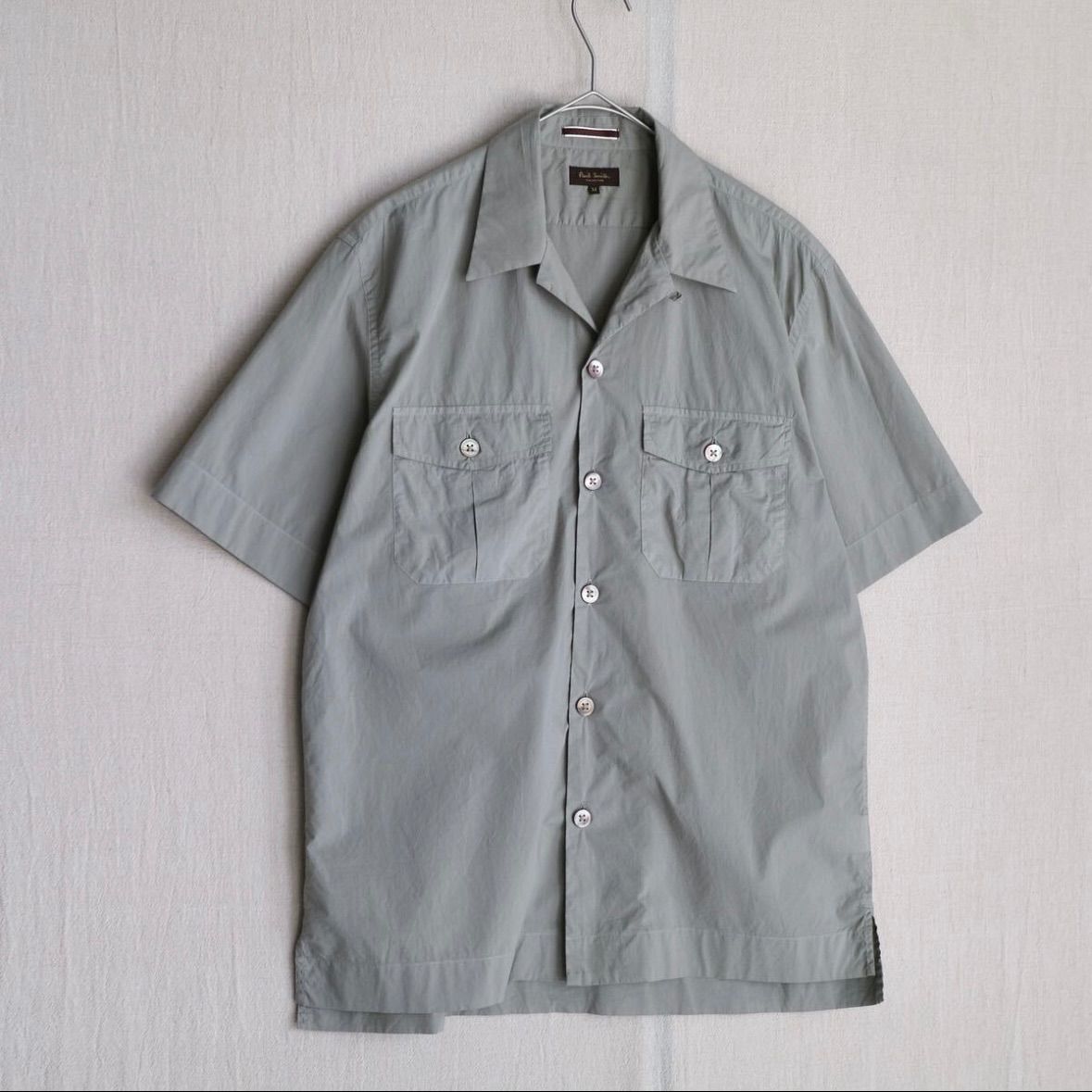 Paul Smith オープンカラー シャツ / M コットン オリーブ カーキ ボックス 半袖 T4-08067-9440