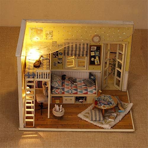 DIYドールハウス 夢のようなドールハウスミニチュア家具DIYシンプルルーム子供時代の組み立てモデルクリエイティブ誕生日プレゼント