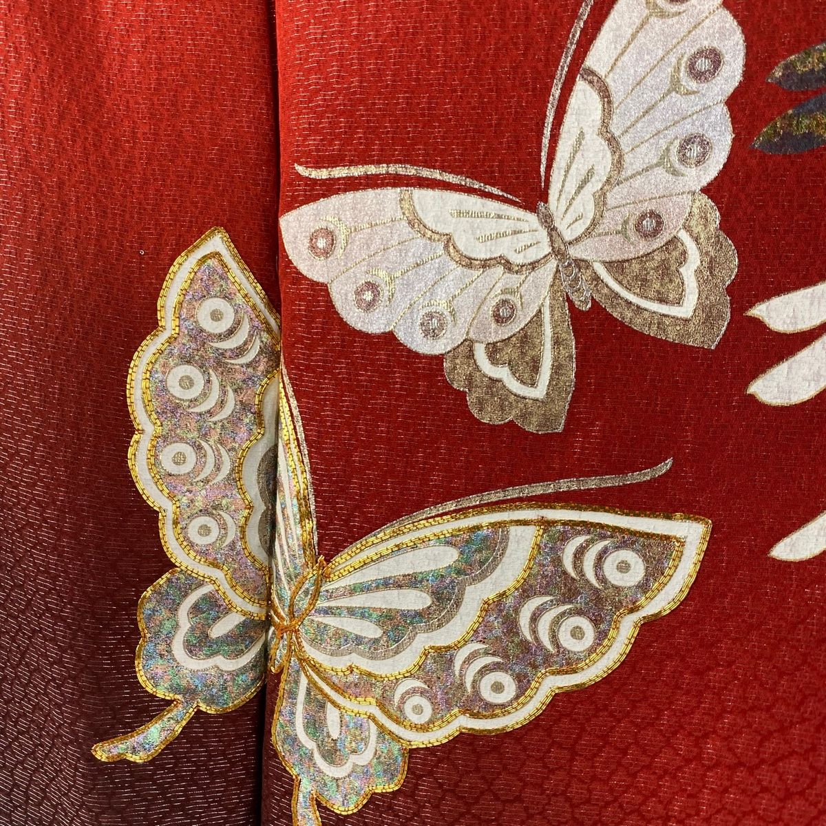 振袖 袋帯 4点セット 桜 蝶 金銀彩 身丈163cm 裄丈66cm M 正絹