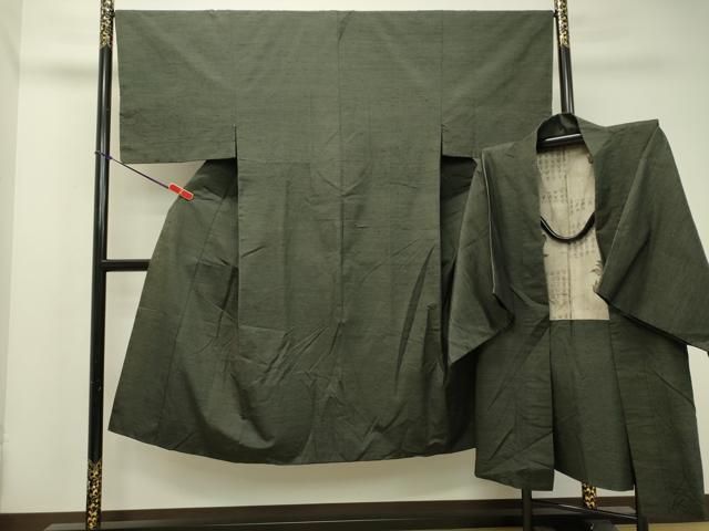 平和屋着物●男性 紬 アンサンブル 仙斎茶色 正絹 DAAT1133tw