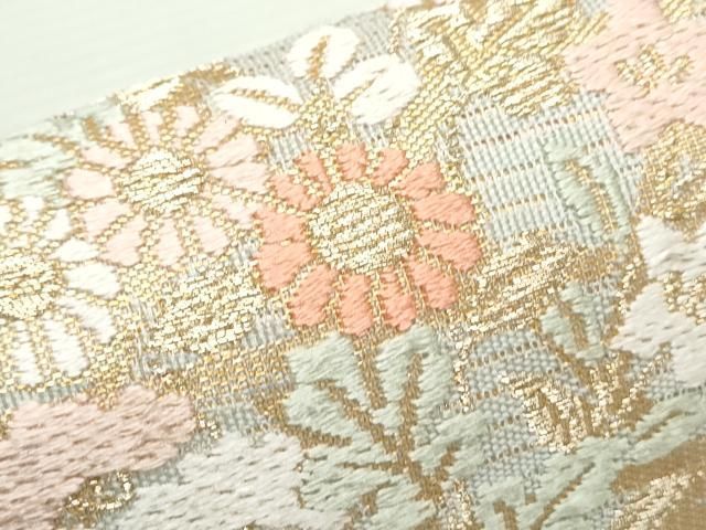 平和屋着物○九寸名古屋帯 唐織 エ霞草花文 正絹 逸品 CAAZ0334dy